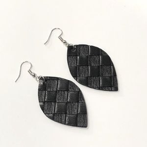 Black Faux Leather Earrings